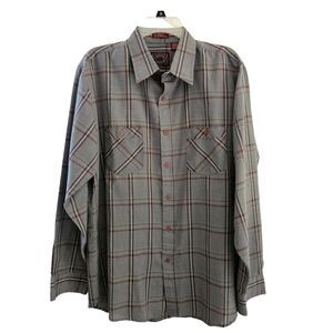 Country Touch Shirt Mens Large Gray Plaid Ltwt Long Sleeve Button Up Pockets
